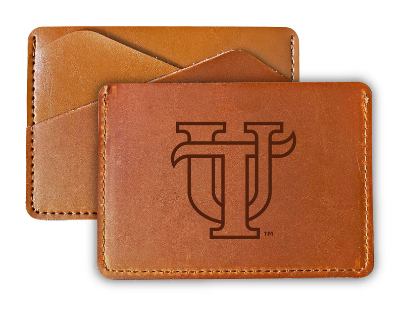 Elegant University of Tampa Spartans Leather Card Holder Wallet - Slim Profile, Engraved Design