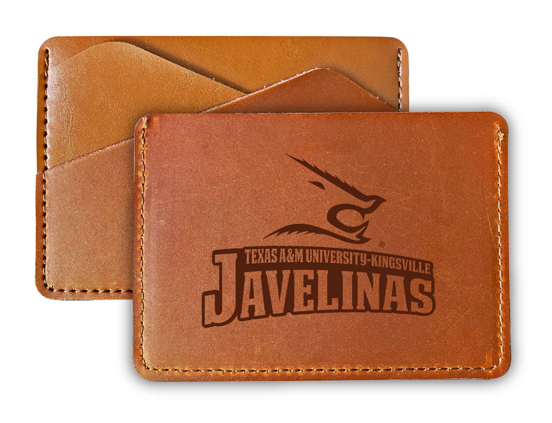 Elegant Texas A&M Kingsville Javelinas Leather Card Holder Wallet - Slim Profile, Engraved Design