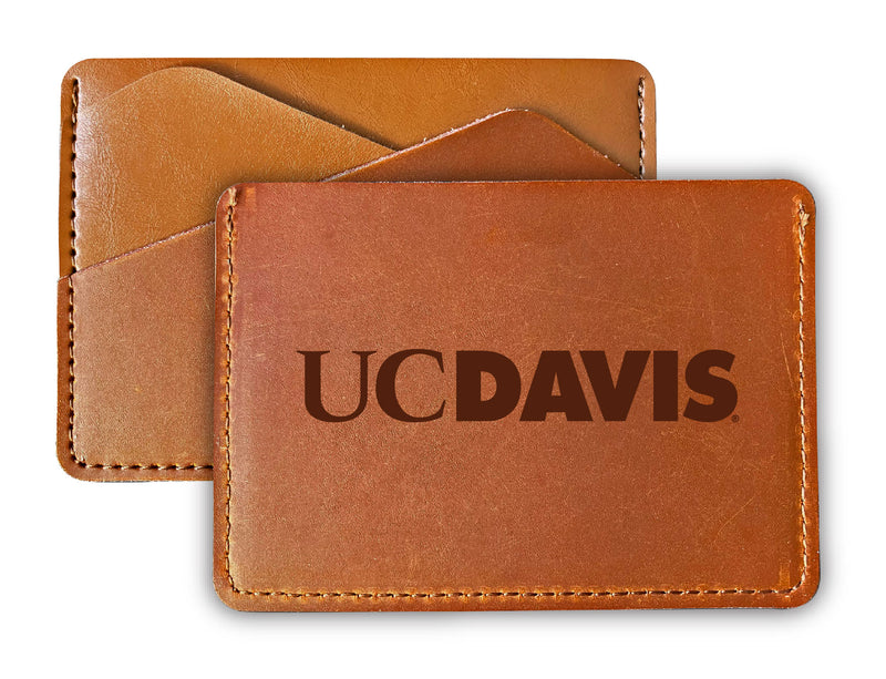 Elegant UC Davis Aggies Leather Card Holder Wallet - Slim Profile, Engraved Design