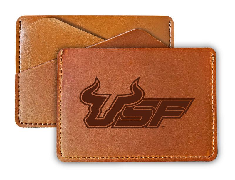 Elegant South Florida Bulls Leather Card Holder Wallet - Slim Profile, Engraved Design