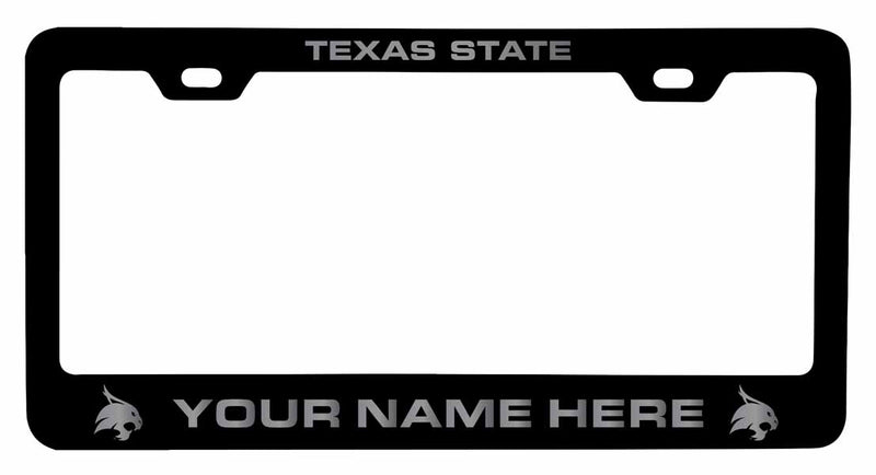 Customizable Texas State Bobcats NCAA Laser-Engraved Metal License Plate Frame - Personalized Car Accessory