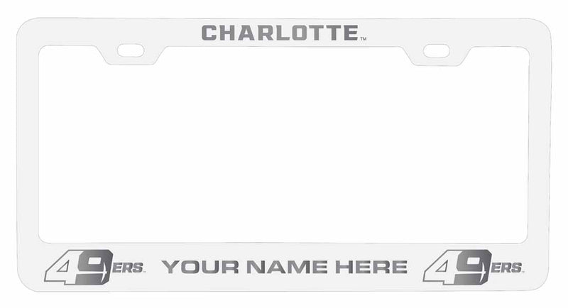 Customizable North Carolina Charlotte Forty-Niners NCAA Laser-Engraved Metal License Plate Frame - Personalized Car Accessory