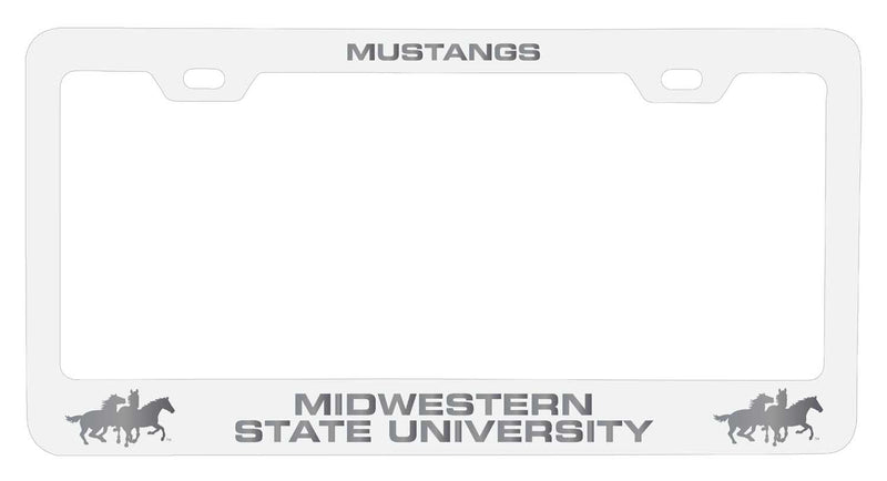 Midwestern State University Mustangs NCAA Laser-Engraved Metal License Plate Frame - Choose Black or White Color