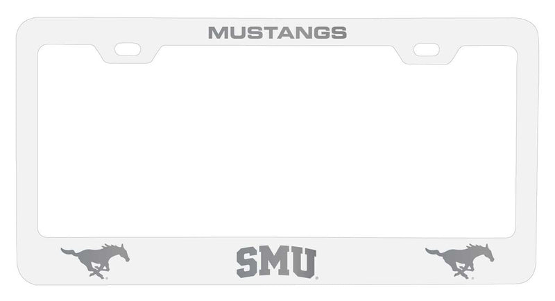 Southern Methodist University NCAA Laser-Engraved Metal License Plate Frame - Choose Black or White Color