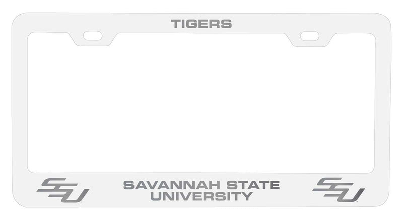 Savannah State University NCAA Laser-Engraved Metal License Plate Frame - Choose Black or White Color