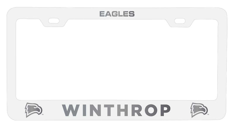 Winthrop University NCAA Laser-Engraved Metal License Plate Frame - Choose Black or White Color