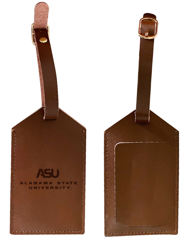 Elegant Alabama State University NCAA Leather Luggage Tag with Engraved Logo