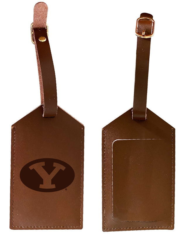Elegant Brigham Young Cougars NCAA Leather Luggage Tag with Engraved Logo