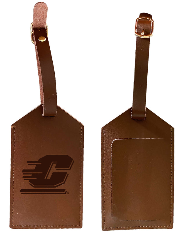 Elegant Central Michigan University NCAA Leather Luggage Tag with Engraved Logo