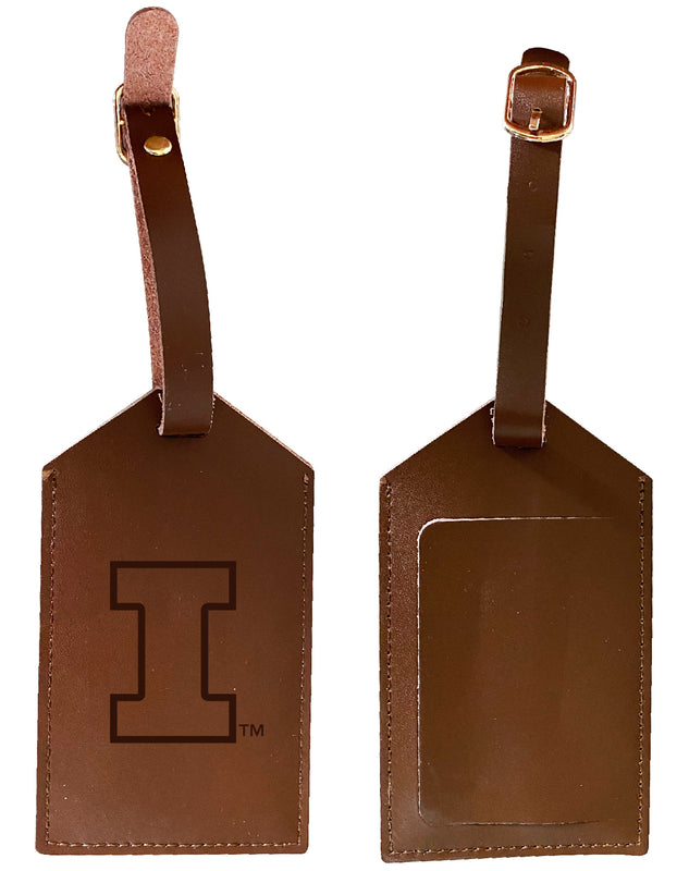 Elegant Illinois Fighting Illini NCAA Leather Luggage Tag with Engraved Logo