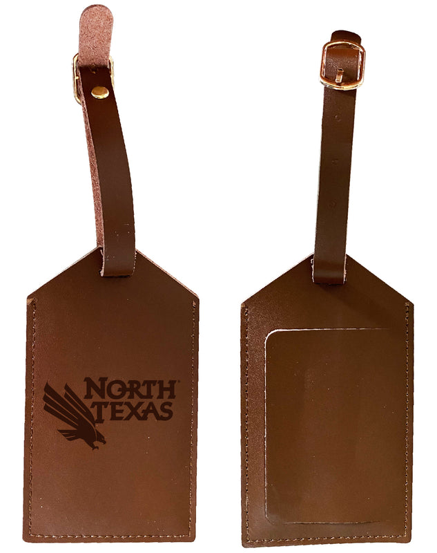 Elegant North Texas NCAA Leather Luggage Tag with Engraved Logo