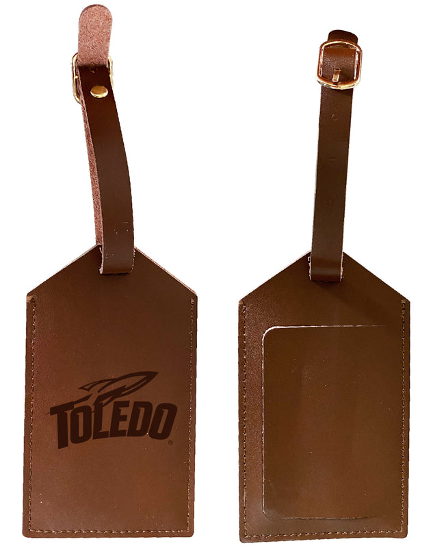 Elegant Toledo Rockets NCAA Leather Luggage Tag with Engraved Logo