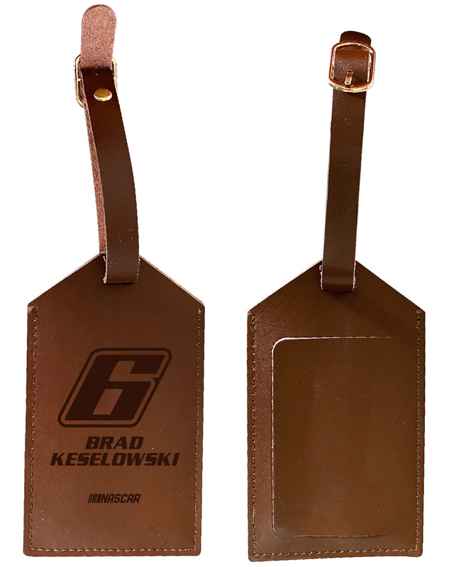 Nascar #6 Brad Keselowski Leather Luggage Tag Engraved
