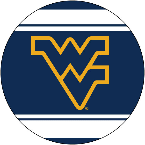 West Virginia Mountaineers Stripe Design 4-Inch Round Shape NCAA High-Definition Magnet - Versatile Metallic Surface Adornment