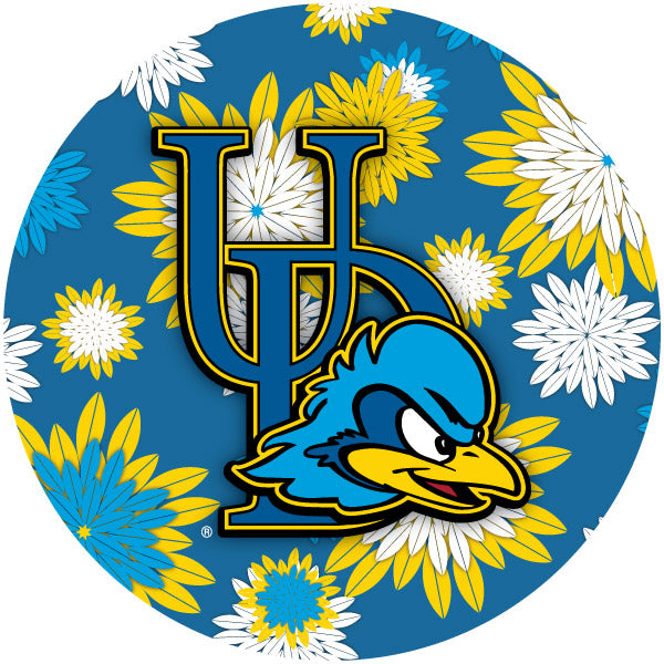 Delaware Blue Hens Floral Design 4-Inch Round Shape NCAA High-Definition Magnet - Versatile Metallic Surface Adornment