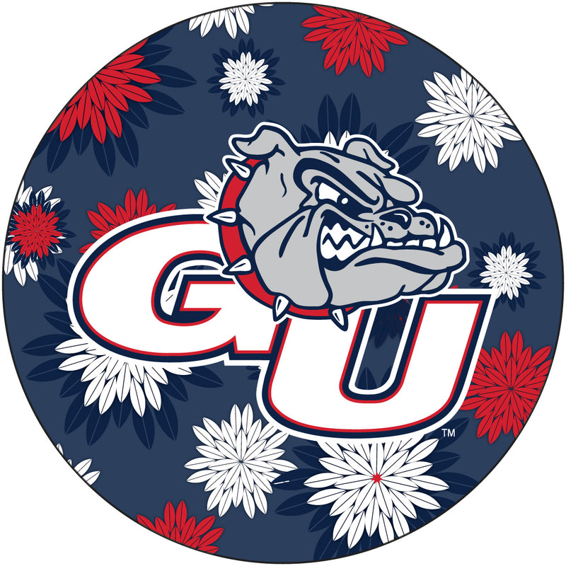 Gonzaga Bulldogs Floral Design 4-Inch Round Shape NCAA High-Definition Magnet - Versatile Metallic Surface Adornment