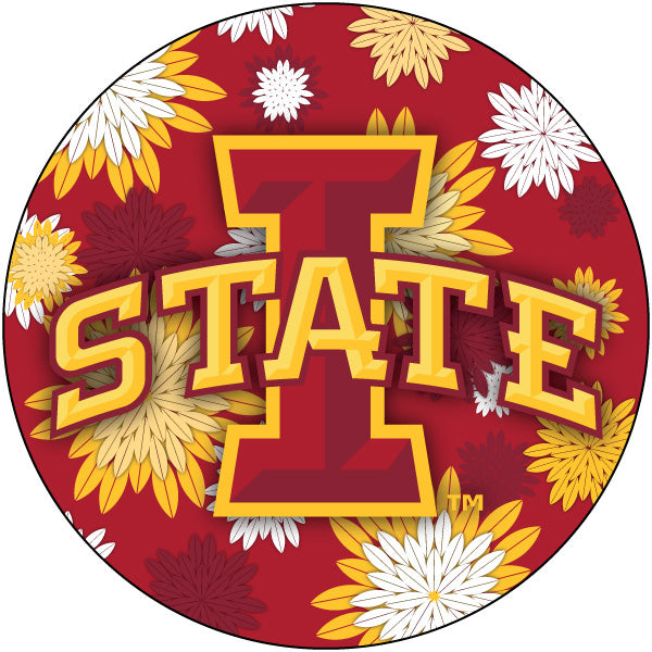 Iowa State Cyclones Floral Design 4-Inch Round Shape NCAA High-Definition Magnet - Versatile Metallic Surface Adornment