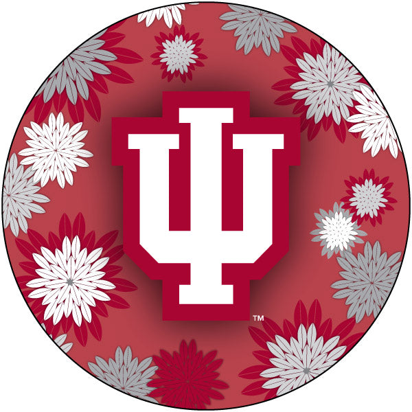 Indiana Hoosiers Floral Design 4-Inch Round Shape NCAA High-Definition Magnet - Versatile Metallic Surface Adornment