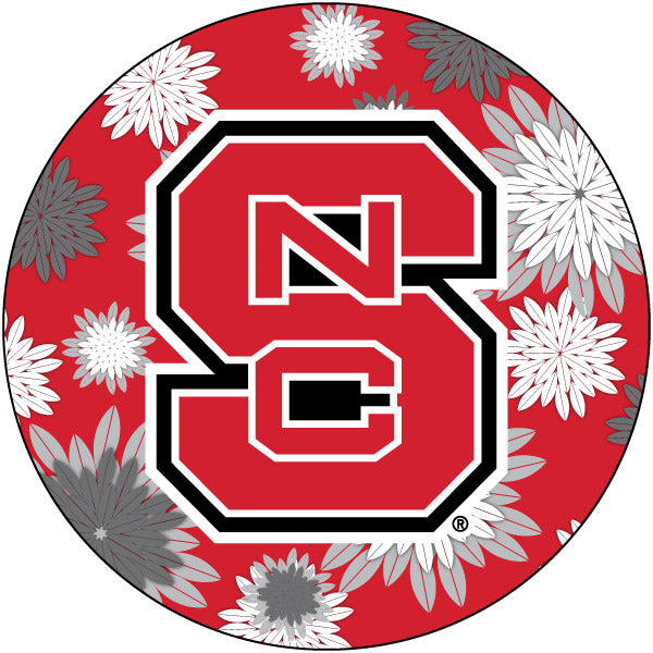 NC State Wolfpack Floral Design 4-Inch Round Shape NCAA High-Definition Magnet - Versatile Metallic Surface Adornment