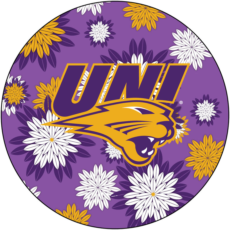 Northern Iowa Panthers Floral Design 4-Inch Round Shape NCAA High-Definition Magnet - Versatile Metallic Surface Adornment