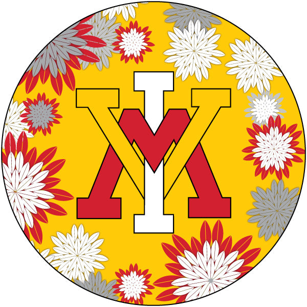 VMI Keydets Floral Design 4-Inch Round Shape NCAA High-Definition Magnet - Versatile Metallic Surface Adornment