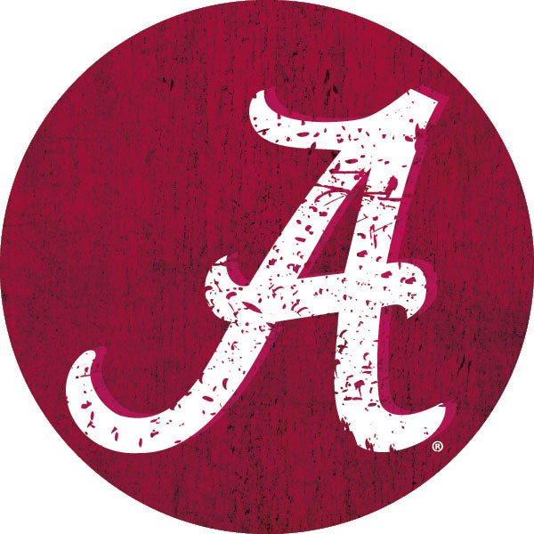 Alabama Crimson Tide Distressed Wood Grain Design 4-Inch Round Shape NCAA High-Definition Magnet - Versatile Metallic Surface Adornment