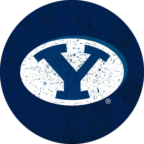 Brigham Young Cougars Distressed Wood Grain Design 4-Inch Round Shape NCAA High-Definition Magnet - Versatile Metallic Surface Adornment