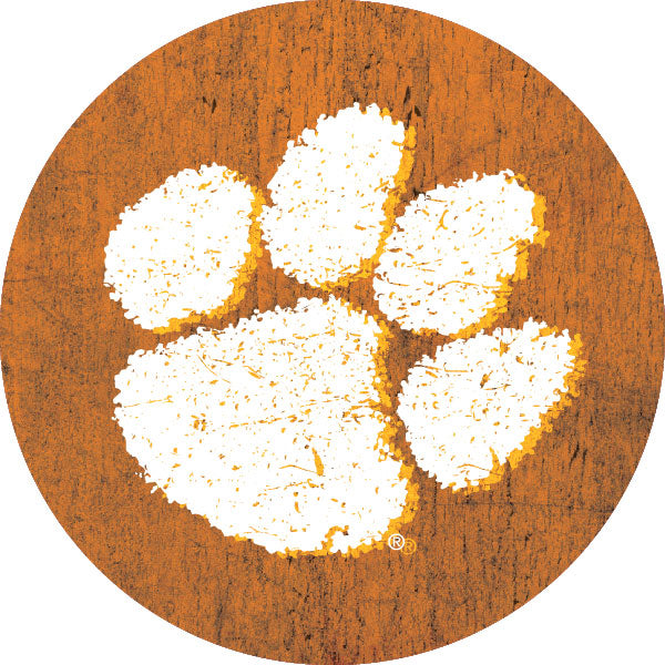Clemson Tigers Distressed Wood Grain Design 4-Inch Round Shape NCAA High-Definition Magnet - Versatile Metallic Surface Adornment