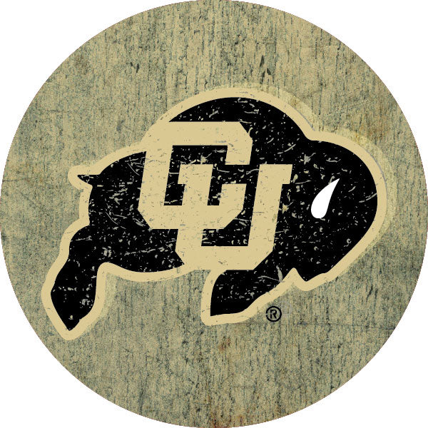Colorado Buffaloes Distressed Wood Grain Design 4-Inch Round Shape NCAA High-Definition Magnet - Versatile Metallic Surface Adornment