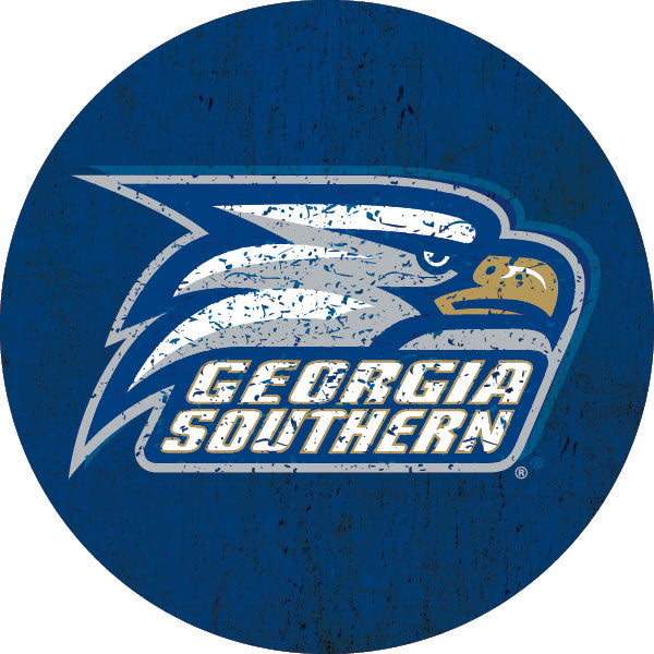 Georgia Southern Eagles Distressed Wood Grain Design 4-Inch Round Shape NCAA High-Definition Magnet - Versatile Metallic Surface Adornment