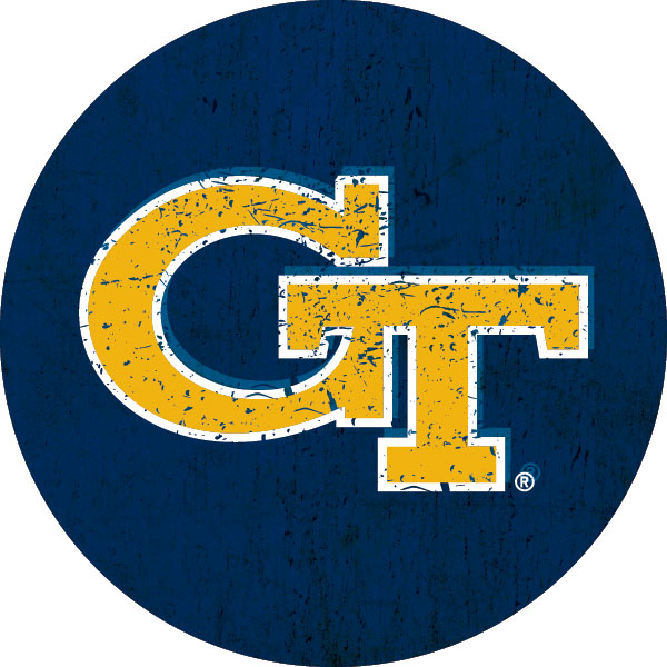 Georgia Tech Yellow Jackets Distressed Wood Grain Design 4-Inch Round Shape NCAA High-Definition Magnet - Versatile Metallic Surface Adornment