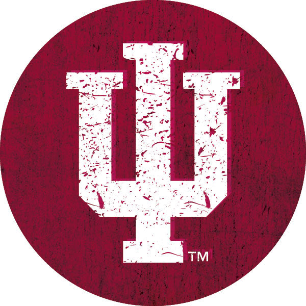 Indiana Hoosiers Distressed Wood Grain Design 4-Inch Round Shape NCAA High-Definition Magnet - Versatile Metallic Surface Adornment