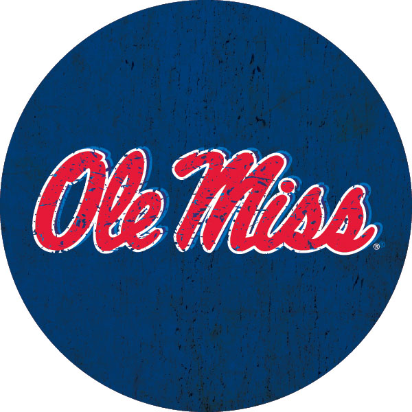 Mississippi Rebels "Ole Miss" Distressed Wood Grain Design 4-Inch Round Shape NCAA High-Definition Magnet - Versatile Metallic Surface Adornment