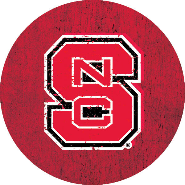 NC State Wolfpack Distressed Wood Grain Design 4-Inch Round Shape NCAA High-Definition Magnet - Versatile Metallic Surface Adornment