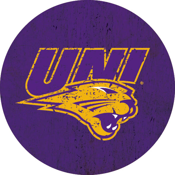 Northern Iowa Panthers Distressed Wood Grain Design 4-Inch Round Shape NCAA High-Definition Magnet - Versatile Metallic Surface Adornment