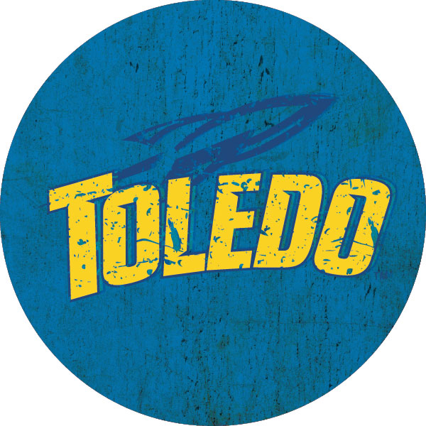 Toledo Rockets Distressed Wood Grain Design 4-Inch Round Shape NCAA High-Definition Magnet - Versatile Metallic Surface Adornment