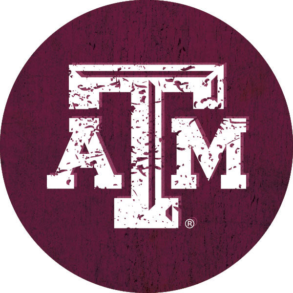 Texas A&M Aggies Distressed Wood Grain Design 4-Inch Round Shape NCAA High-Definition Magnet - Versatile Metallic Surface Adornment
