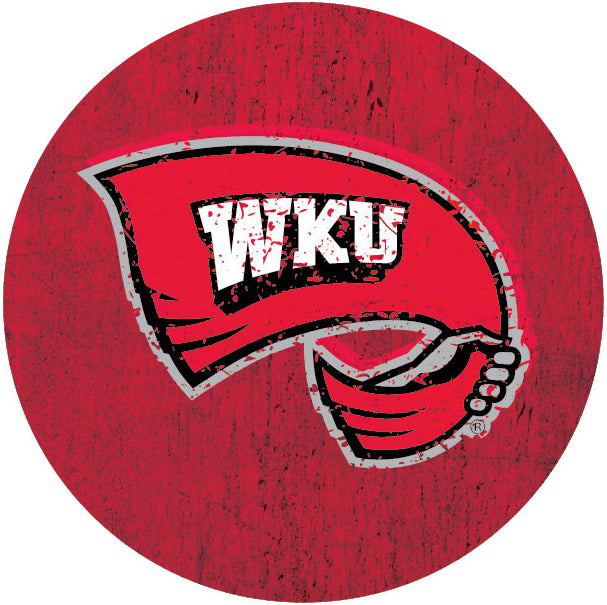 Western Kentucky Hilltoppers Distressed Wood Grain Design 4-Inch Round Shape NCAA High-Definition Magnet - Versatile Metallic Surface Adornment
