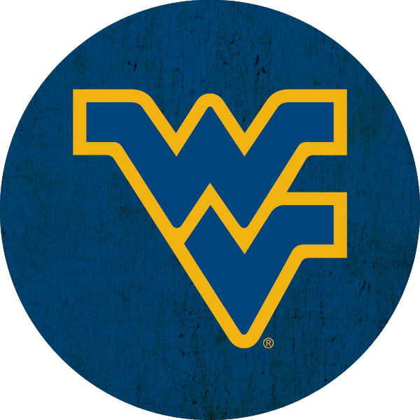 West Virginia Mountaineers Distressed Wood Grain Design 4-Inch Round Shape NCAA High-Definition Magnet - Versatile Metallic Surface Adornment