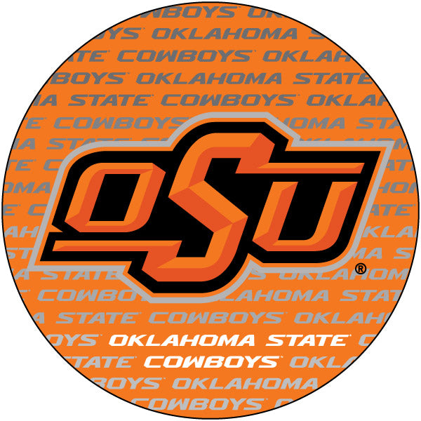 Oklahoma State Cowboys Round Word Design 4-Inch Round Shape NCAA High-Definition Magnet - Versatile Metallic Surface Adornment
