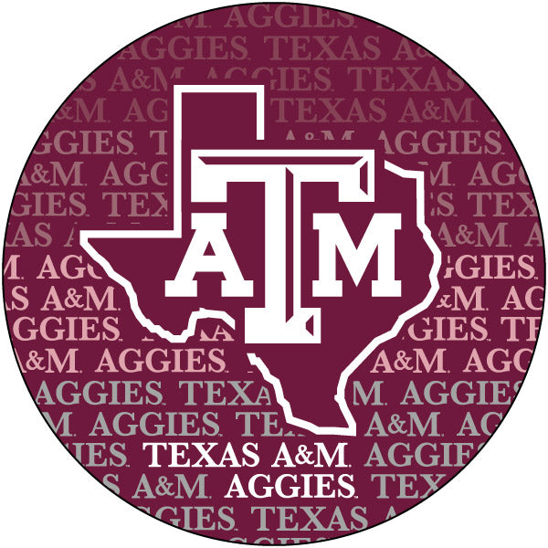 Texas A&M Aggies Round Word Design 4-Inch Round Shape NCAA High-Definition Magnet - Versatile Metallic Surface Adornment