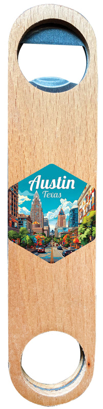 Austin Texas Design B Souvenir Magnetic Wooden Bottle Opener