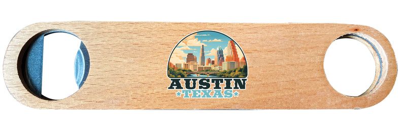 Austin Texas Design C Souvenir Magnetic Wooden Bottle Opener