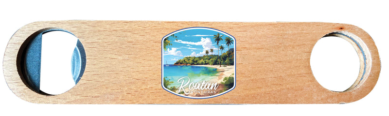 Roatan Honduras Design C Souvenir Magnetic Wooden Bottle Opener
