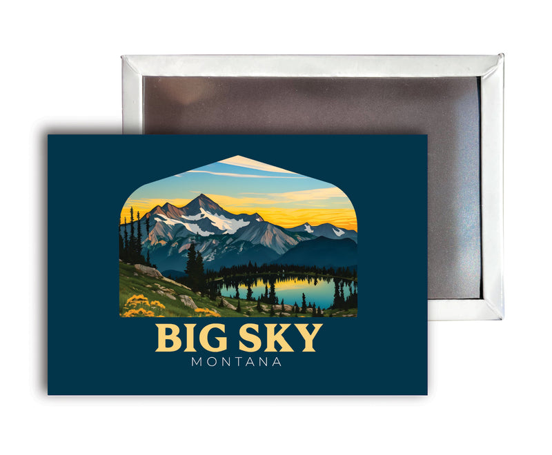 Big Sky Montana Mountain and Lake Souvenir Durable & Vibrant Decor Fridge Magnet 2.5"X3.5"