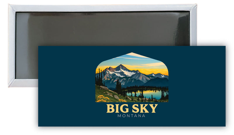 Big Sky Montana Mountain and Lake Souvenir Durable & Vibrant Decor Fridge Magnet 4.75 x 2 Inch