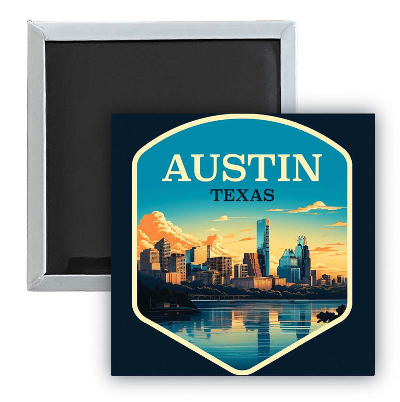 Austin Texas A Souvenir 2.5 x 2.5-Inch Durable & Vibrant Decor Fridge Magnet
