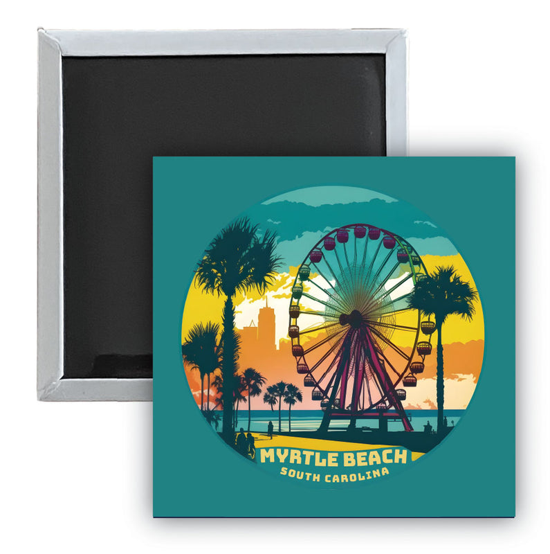 Myrtle Beach South Carolina Souvenir 2.5 x 2.5 Inch Durable & Vibrant Decor Fridge Magnet