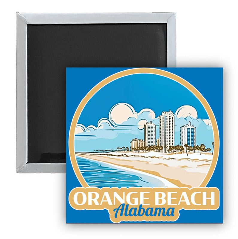 Orange Beach Alabama A Souvenir 2.5 x 2.5-Inch Durable & Vibrant Decor Fridge Magnet