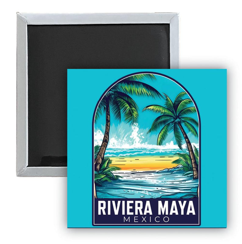 Riviera Maya Mexico B Souvenir 2.5 x 2.5-Inch Durable & Vibrant Decor Fridge Magnet